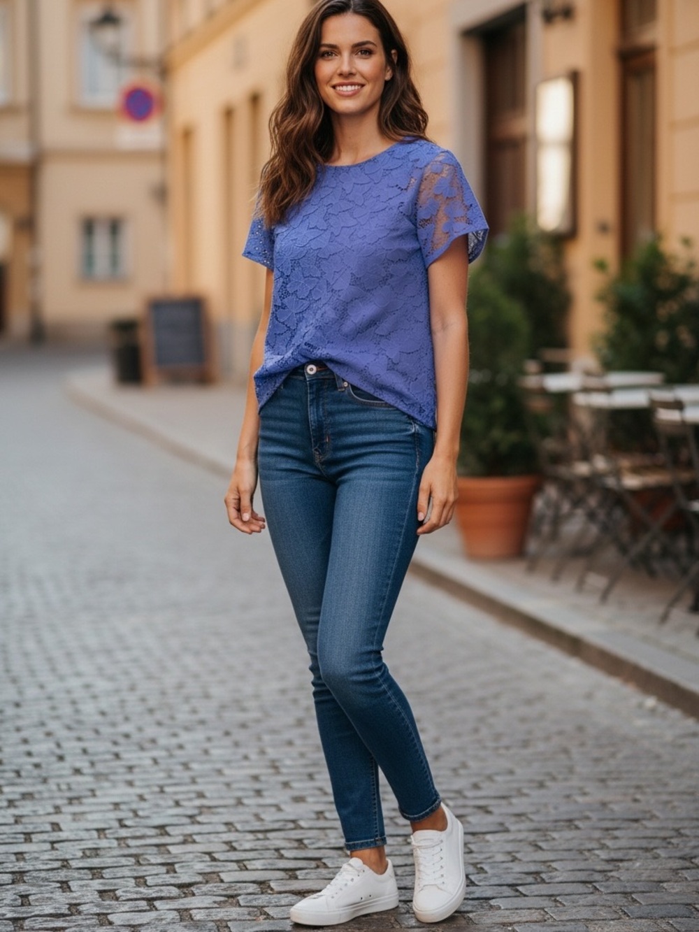 Talbots Lavender blue Lace Short-Sleeve Blouse
